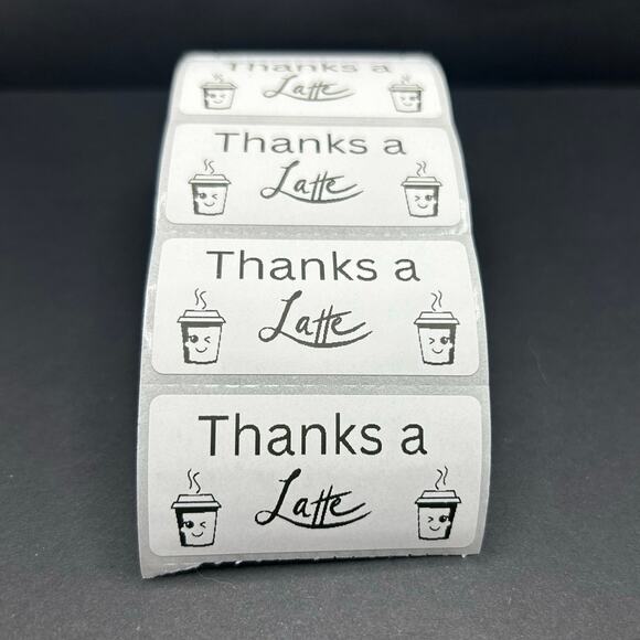 Set of 100 Handmade "Thanks a Latte" Stickers - Picture 1 of 4
